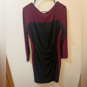 Long sleeve CHAPS size Large (12/14/16) black and maroon cocktail dress